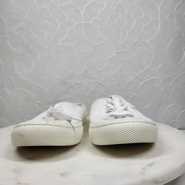 J.Crew Slip-on Sneakers Womens 8 White Canvas Slide On Lace Up Casual Mule - Image 2