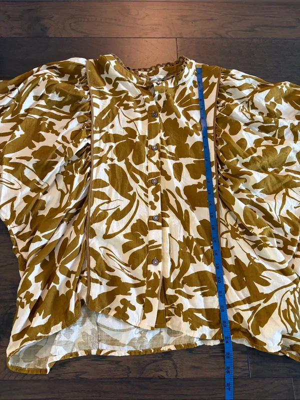 Entro Leaf Print Button Down Top Sz S (fits large) - Image 14