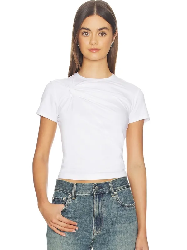 NWOT Good American Super Stretch Twist Tee in White Size Small - Image 2