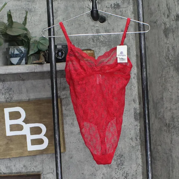 NWT B.tempt'd By Wacoal Womens Lace Kiss Bodysuit 936282 Red S - Image 4