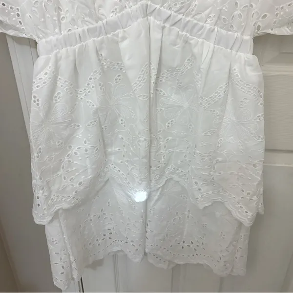 Shein Tiered Skirt Floral Eyelet Dress in White - Image 3