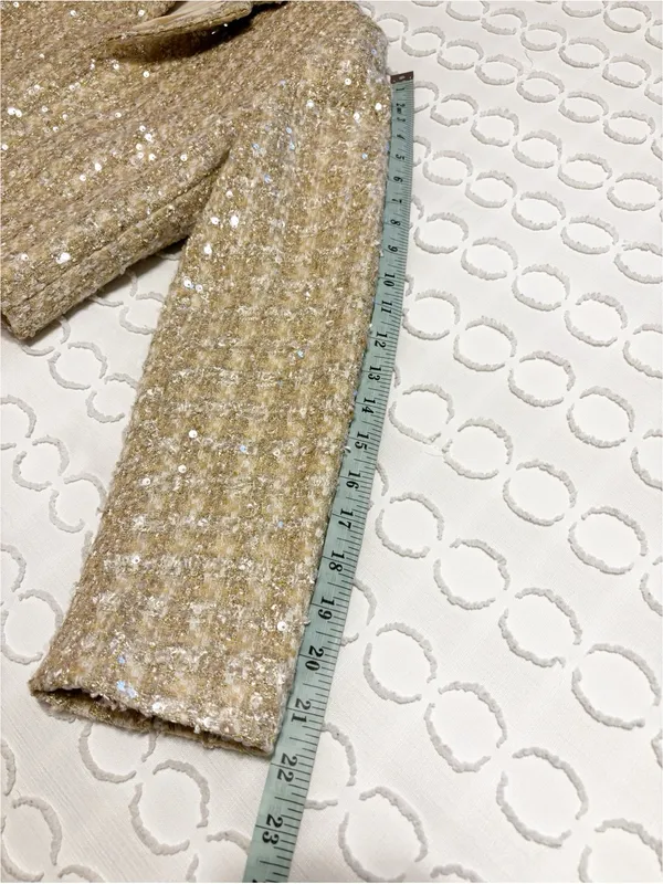 Gianni Bini Sadie Tweed Blazer Champagne Sequin Evening Wear size 4 - Image 6