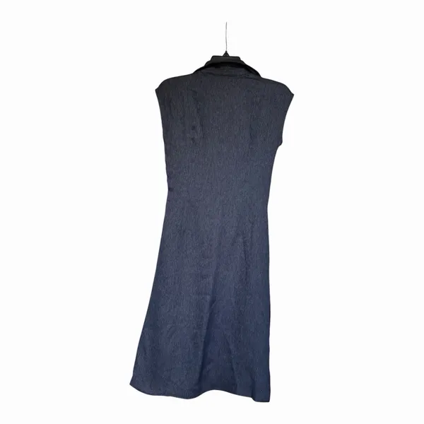 OGL Denim Look Midi Dress Collared Tie Waist Linen Blend NWT Extra Small - Image 6
