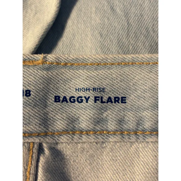 Old Navy Girls High Rise Baggy Flare Jeans Light Wash Adjustable Waist Size 18 - Image 6