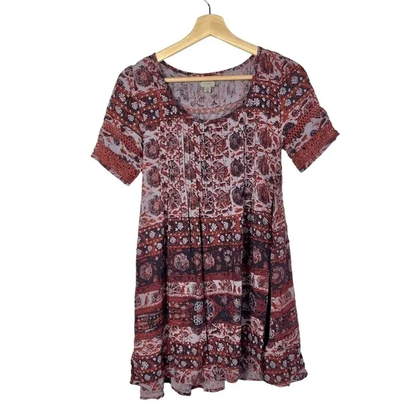 Urban‎ Outfitters UO Ecote Amethyst Ivory Pintucked Frock Mini Dress XS - Image 3