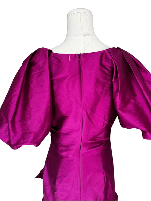 MISA Los Angeles - NWT Magenta Taffeta Puff Sleeve Ruffle Mini Dress Sz M - Image 7