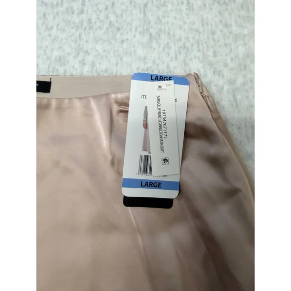 French Connection Satin Midi Slip Skirt Beige Womens Large- imperfect see pic.‎ - Image 4