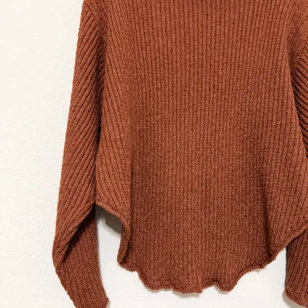 Free People Beach Turtleneck Sweater Womens‎ Small Brown Rust Beachy - Image 4