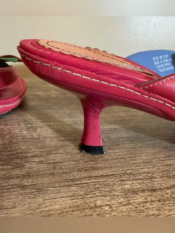 Y2K Indigo by Clark’s Leather Pink Fuchsia Kitten Heels Sandals Women’s Sz 9 - Image 8