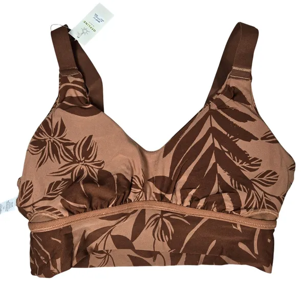 Aerie OFFLINE Tropical‎ Leaf Print Ballet Back Sports Bra Medium Support S NWT - Image 3