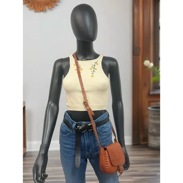 ZARA‎ SEAMLESS EMBROIDERED TOP | ZARA SUNFLOWERS Sz XS - Image 5