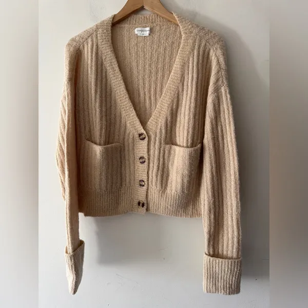 Lovers and Friends Neutral Oat Beige Knit Button Caroline Cardigan Wool Blend‎ - Image 2