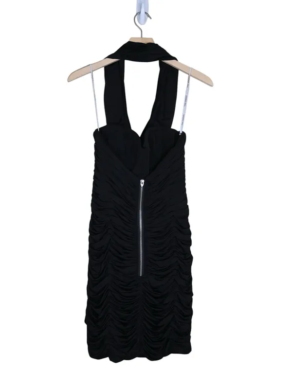 Sherri Hill Women's 4 Black Ruched Halter Mini Cocktail Dress - Image 2