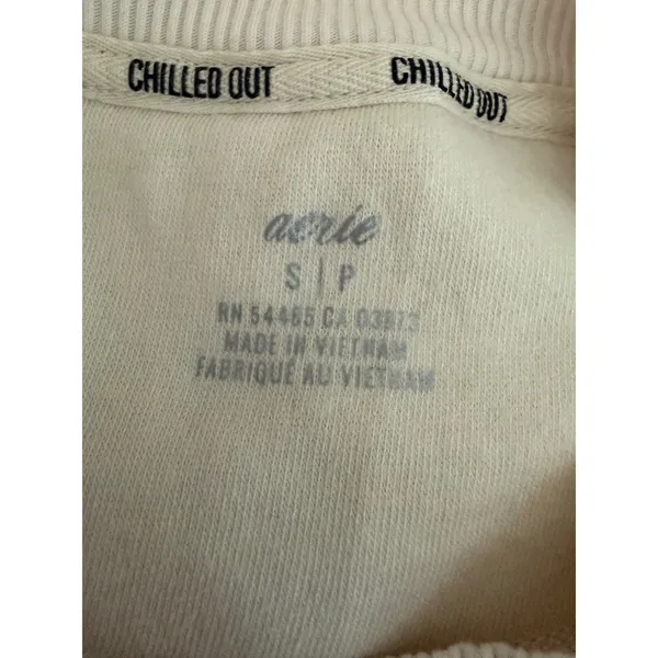 Aerie Chilled Out Cream Fleece Oversized‎ Sweatshirt Ribbed Trim Small NWT - Image 3