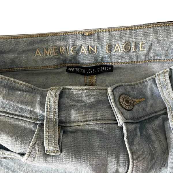 American Eagle Light Wash Distressed Super Hi-Rise Jegging Crop Jeans Sz‎ 4 - Image 6