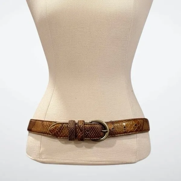 American Vintage Vintage Genuine Snakeskin Leather Belt Brown Python S/M 29–33” - Image 2