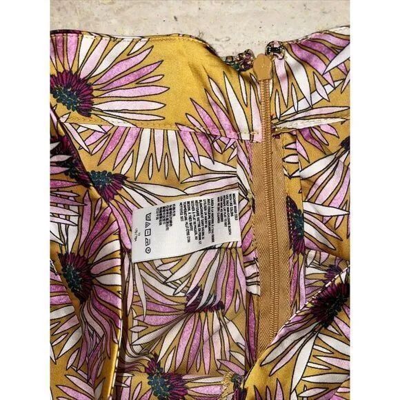 Free People Normani‎ Printed Bias Skirt Marigold Floral Size 12 - Image 4