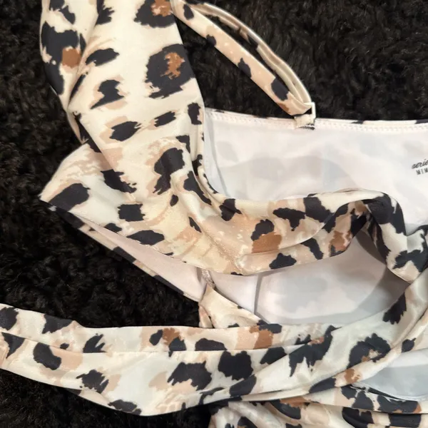 Aerie One Piece Swimsuit M Animal Print Wrap Bow Front Full Coverage - Image 5