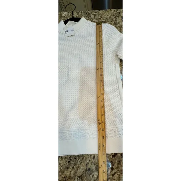Club Monaco White Pullover Crewneck Textured Sweater Size XS - Image 9