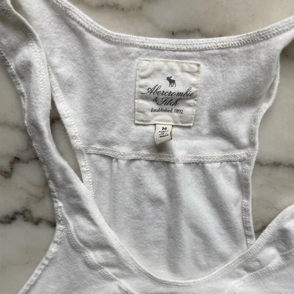 Vintage Y2K Abercrombie & Fitch Babydoll Tank White Empire Waist Moose Cami - Image 2