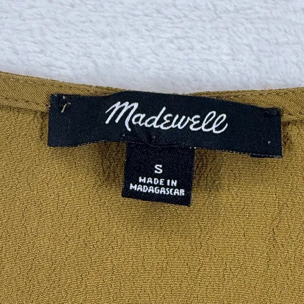 Madewell Womens Central Shirt Short Sleeve V-Neck Button Back Olive‎ Green Small - Image 2