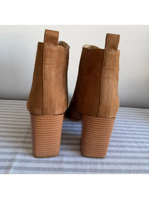 Women's Chestnut Block Heel Pointy Toe Ankle Boot Size 11 #B1644 - Image 4