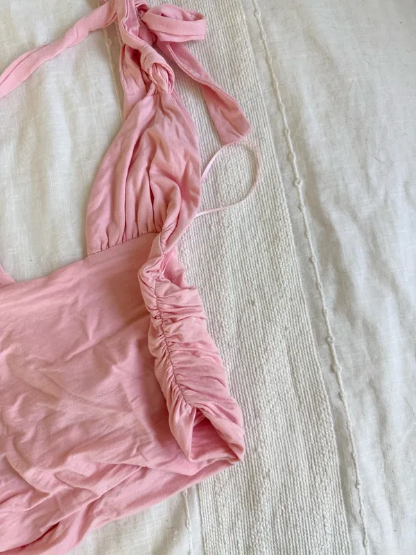 Edikted Pink Lillie Knotted Halter Neck Tank - Image 4