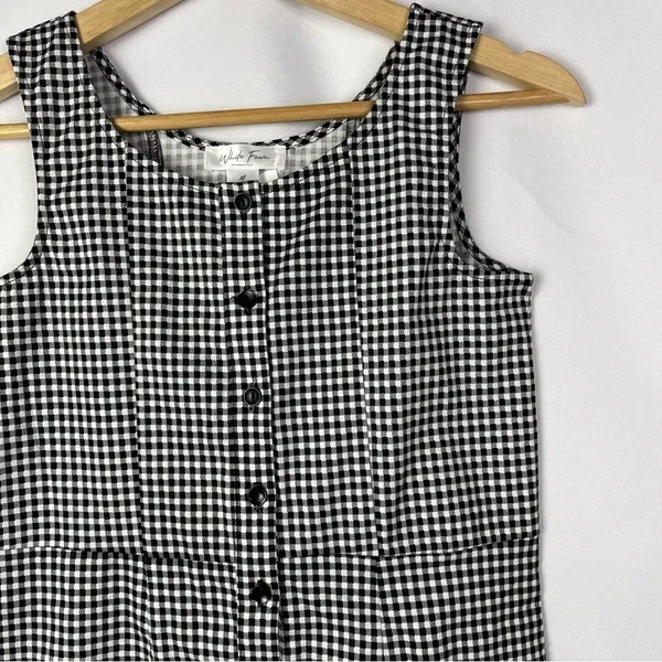 Tilly's White Fawn Black & White Square Plaid Button‎ Front Mini Dress M - Image 3