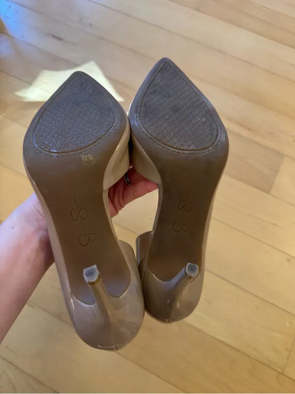 Jessica Simpson Nude Patent d'Orsay Pointed Toe Stiletto Heels Pumps Size 9 - Image 2