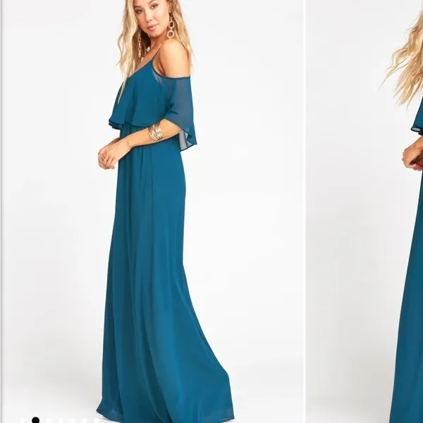 Show Me Your Mumu Caitlin Ruffle Maxi Dress Deep‎ Jade Chiffon Sz XXS - Image 3