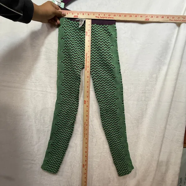 Zara‎ Set XS Green Purple Knit Crop Top Legging Slimming Geometric Sexy Gym Yoga - Image 6