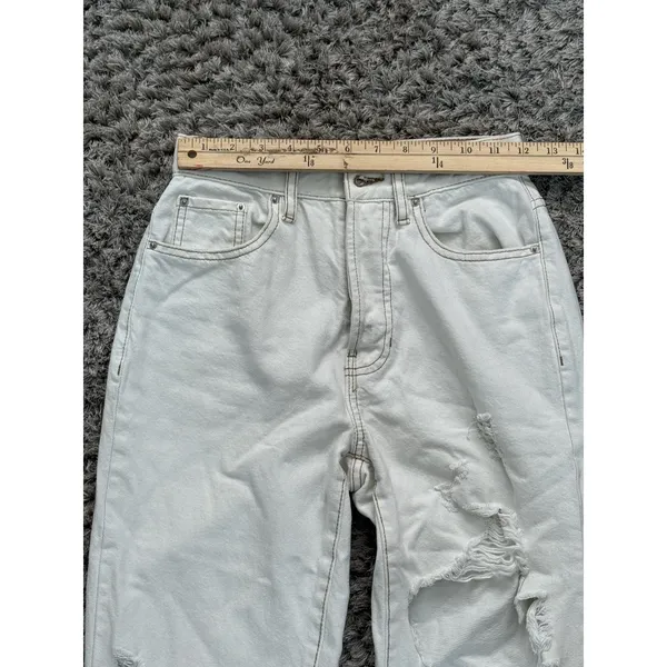 PacSun Women’s Dad Jean Size 23 Distressed Ripped Light Cream Denim High Rise - Image 12