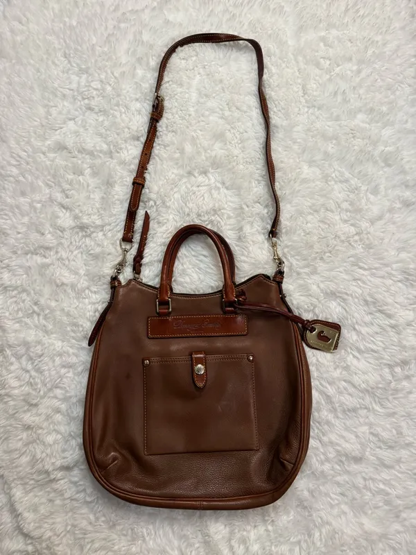 Dooney & Bourke Florentine Vacchetta Leather Crossbody Satchel in Caramel Brown - Image 16
