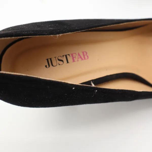 JustFab Lavinie Black Faux Suede Round Toe Block Heel Pumps Womens 8.5 - Image 6