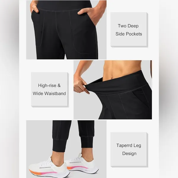 NEW Pockets High Waisted Athletic Workout Yoga Pants Joggers M 25.5” inseam - Image 6