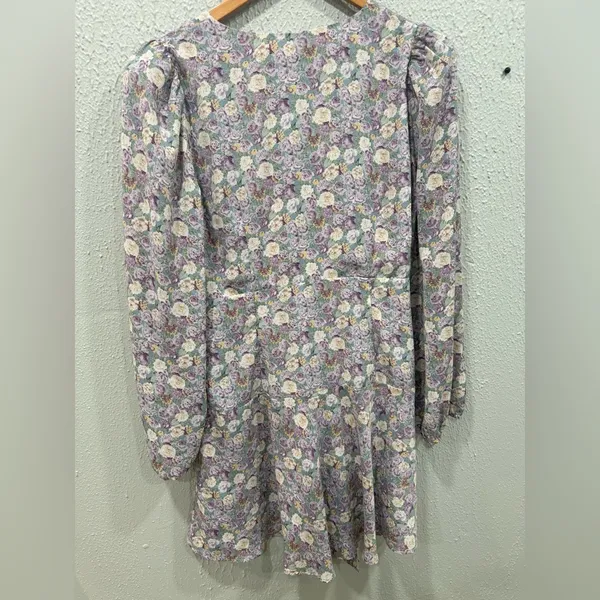 ASTR The Label Long Sleeve Mini Floral Dress in Lavender Romantic Boho Garden - Image 7
