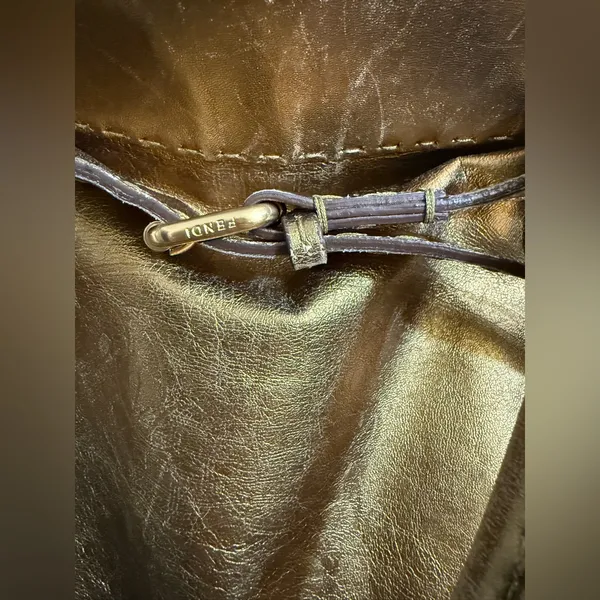 Fendi Gold Leather Selleria Villa Borghese‎ Satchel Shoulder Bag - Image 8