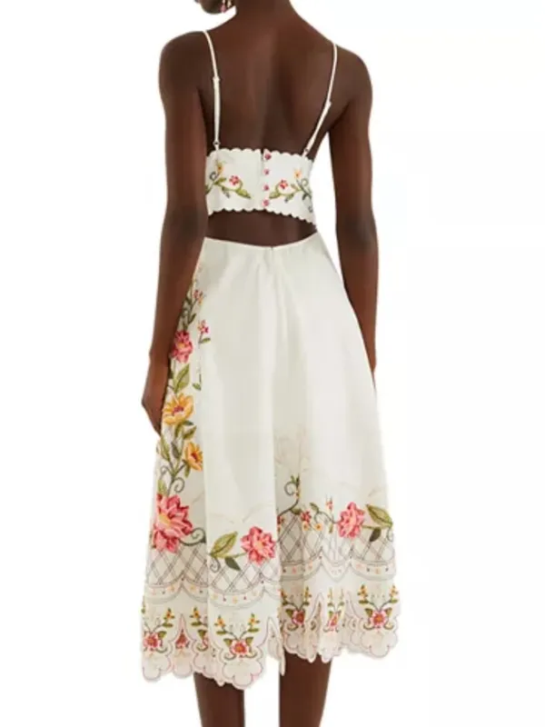 NWT Farm Rio Flower Embroidery Sleeveless Midi Dress | Boho Maxi-Style - Image 2