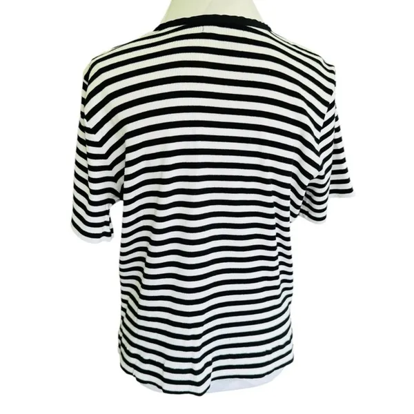 Lauren Ralph Lauren Nautical Lace-Up Ribbed Top Boxy Fit L/XL (Tag 2X) - Image 2