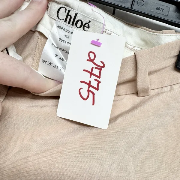 Chloé Wide Leg‎ Trousers Women Size 36 Beige Buvard France 4SPA20-4S061 Tailored - Image 4