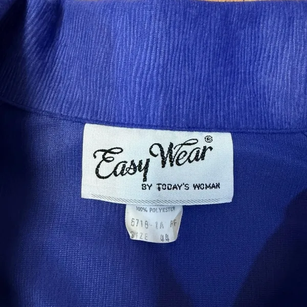 VTG Easy Wear by Today’s Woman Blue Corduroy Textured Open Front Blazer 44 - Image 8