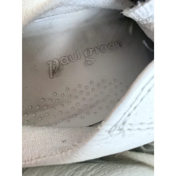 Paul Green White Pebbled Leather Lace Up Platform Sneakers US 7 - Image 6