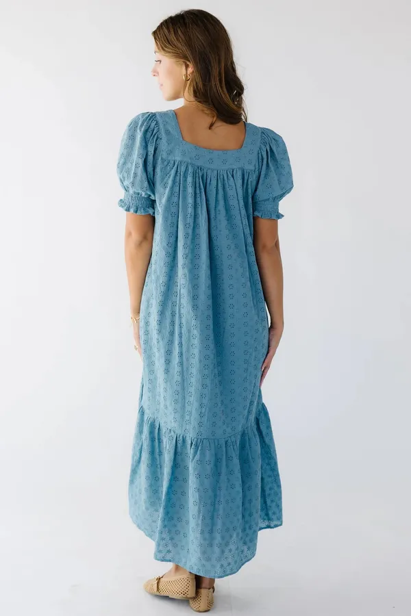 Eyelet Midi Dress Blue Size XL - Image 2