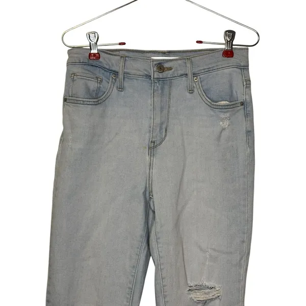 Levi's Womens‎ Jeans 724 High Rise Straight Crop Distressed Light Wash Denim 26 - Image 6