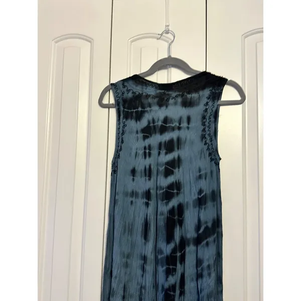In Gear Dress Tie Dye‎ Boho Blue Black Embroidered OSFM Hippie Festival NWOT - Image 3