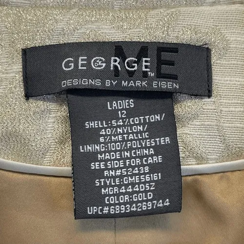 GEORGE Me‎ Designs By Mark Eisen Blazer Women's Size 12 Cream Floral Metallic - Image 5