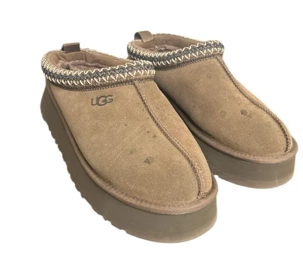 UGG WOMEN TAZZ SAND SHEARLING SUEDE PLATFORM sz 9 - Image 2