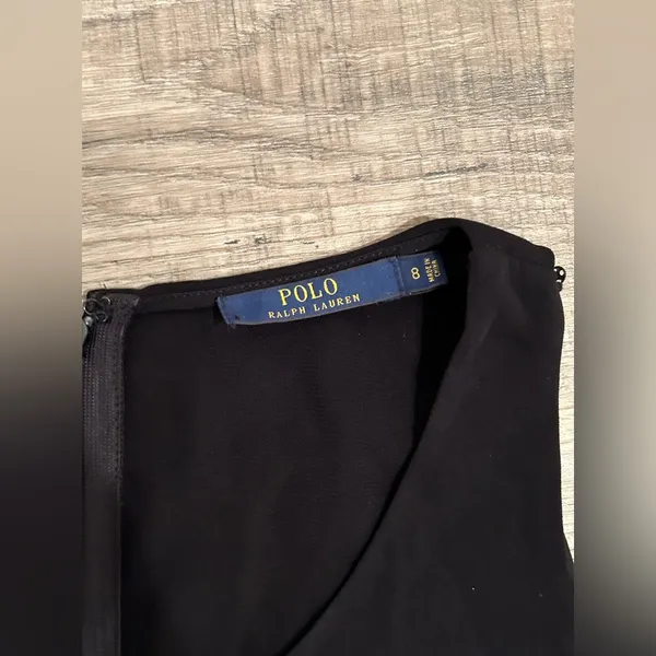 Polo Ralph Lauren asymmetrical Black Silky sleeveless blouse size 8 - Image 2