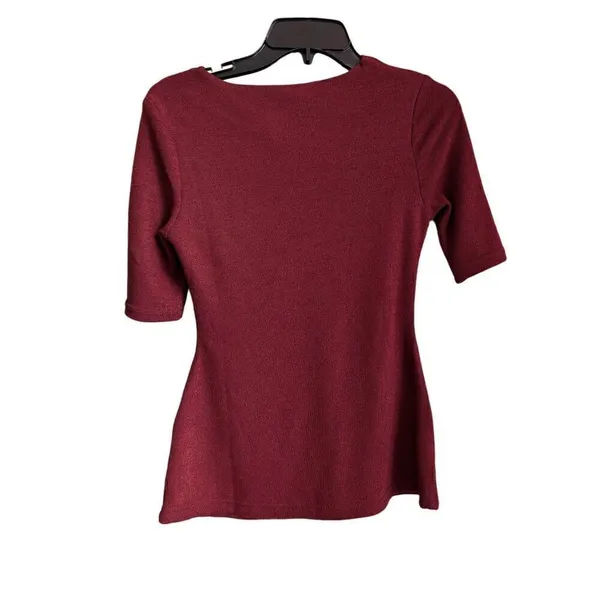 Acler Brighton twist jersey top in burgundy size US 4 - Image 3