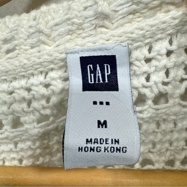 Vintage Y2K GAP Cardigan Sweater Cotton Wool Angora Loose Knit Cream Cottagecore - Image 10